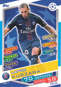 Layvin Kurzawa Paris Saint-Germain 2016/17 Topps Match Attax CL #PSG07